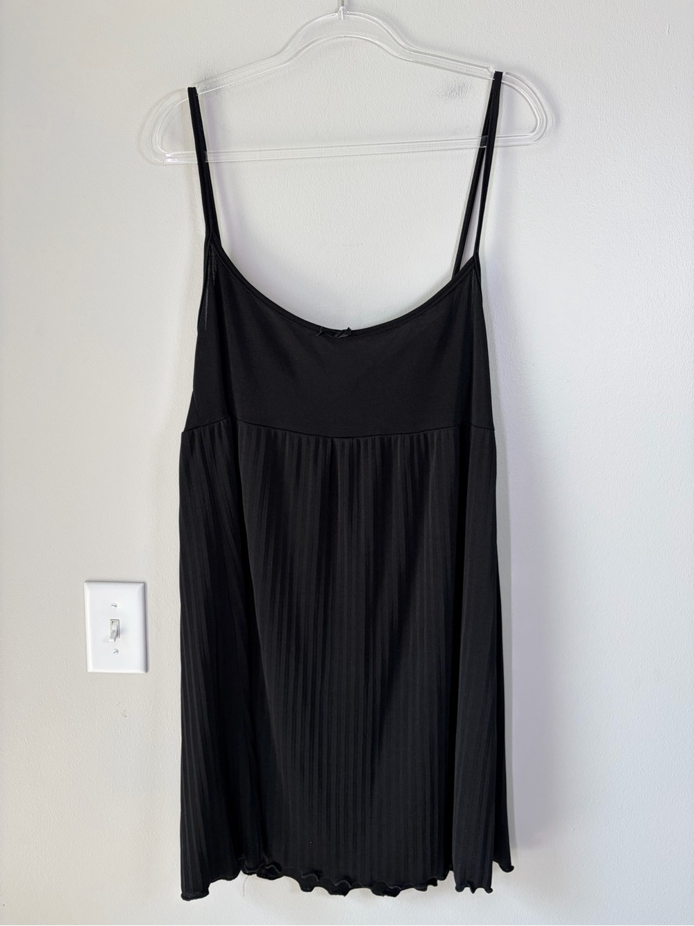 Vintage To The Max! Black Micro Pleated Babydoll Cami Dress *FLAWED*